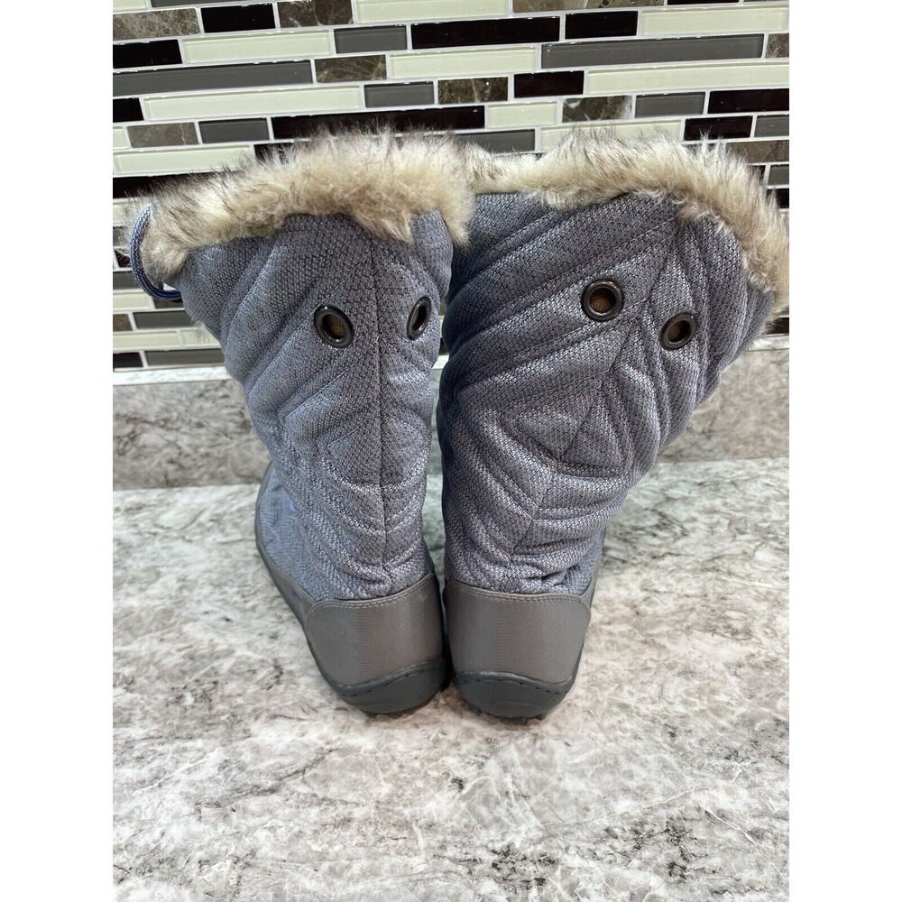 Columbia Minx Mid II Omni heat fur trim insulated tall boots gray & blue size 8 - Picture 3 of 9